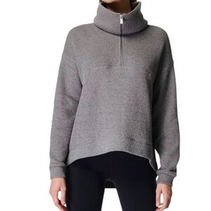 Sweaty Betty Gray Restful Bouclé Quarter Zip Pullover sweater
Size 4